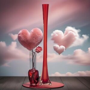 Eiffel Tower Design Pattern Asymmetrical Modern Retro Red-Orange Art Glass Vase